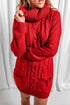 Cowl Neck Cable Knit Sweater Dress